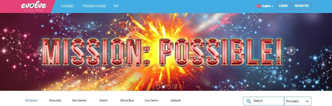 Evolve Casino official website design