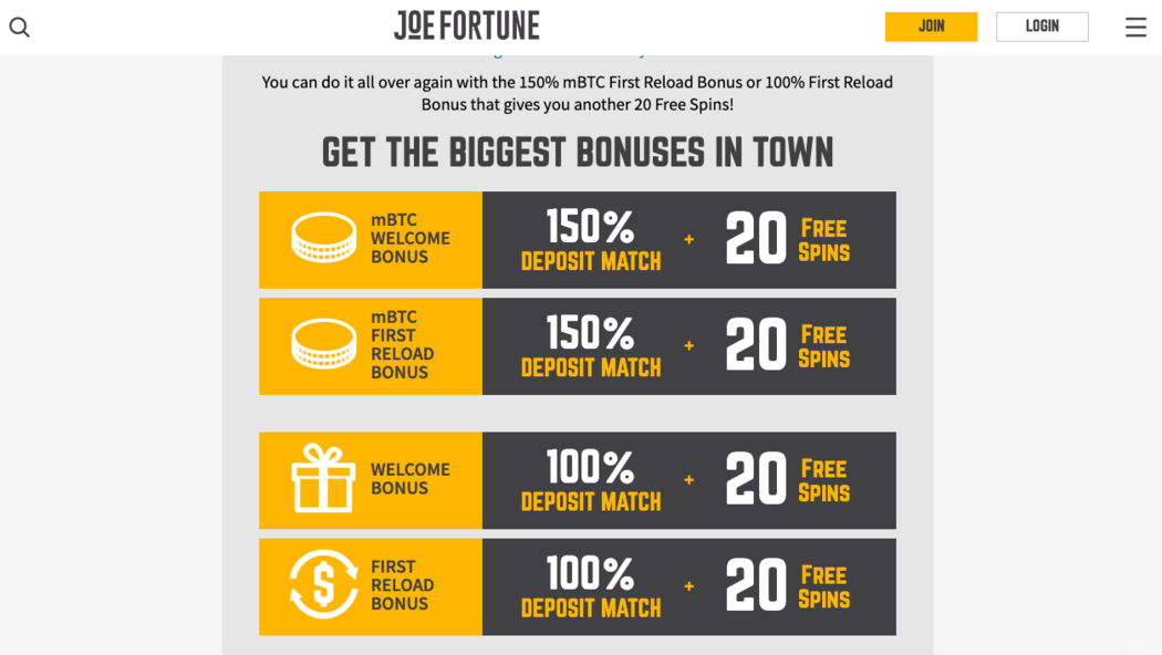 Joe Fortune Bonus System