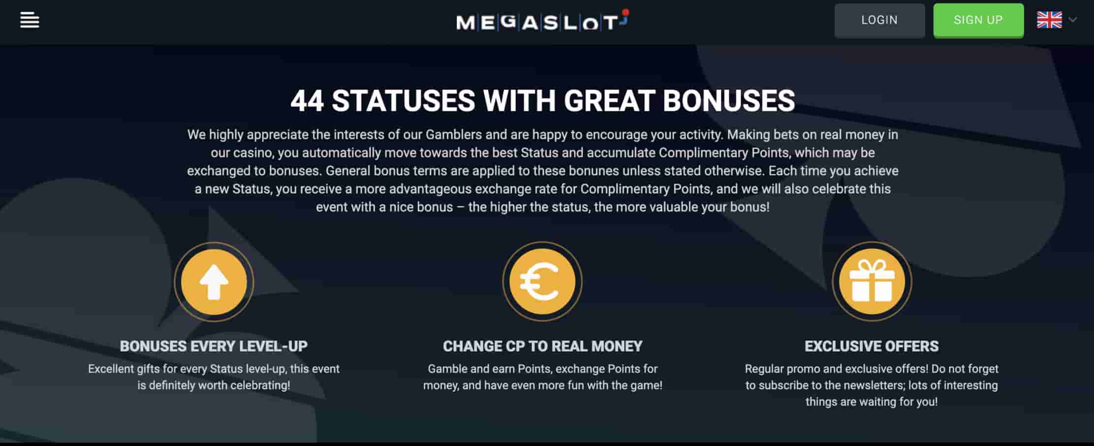Megaslot bonus statuses